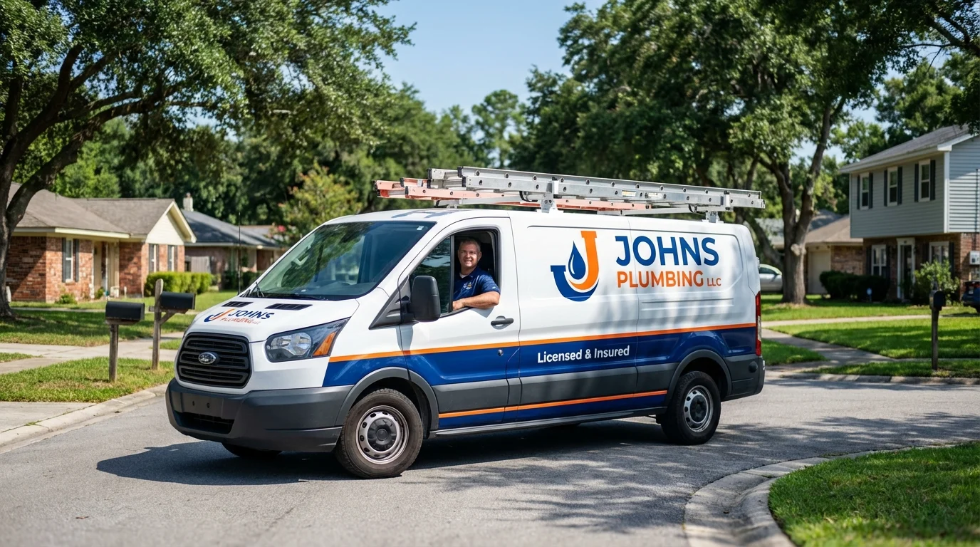 Johns Plumbing LLC service van in Salamanca, NY