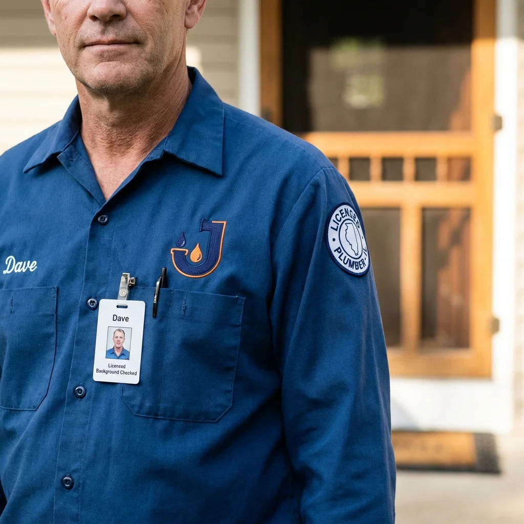 Licensed plumber showing ID badge in Salamanca, NY