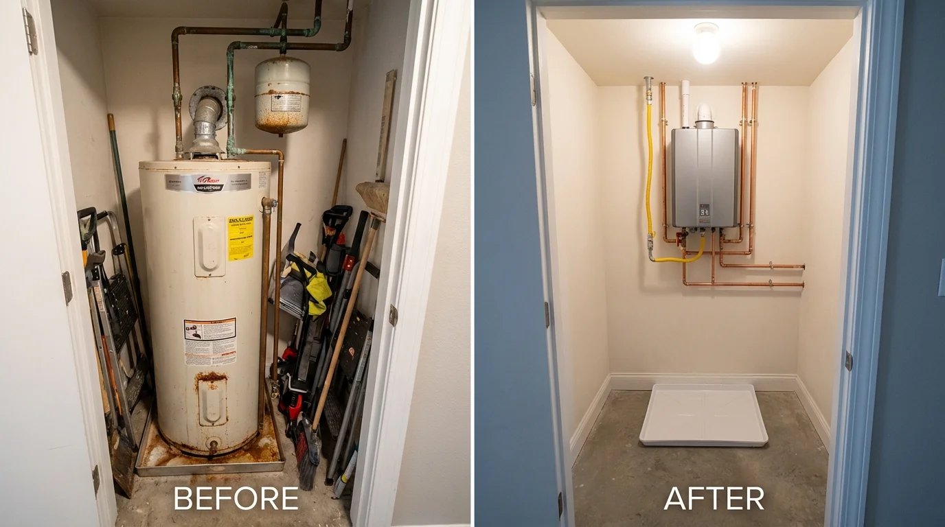 Tank water heater versus wall-mounted tankless unit comparison for Salamanca, NY homeowners